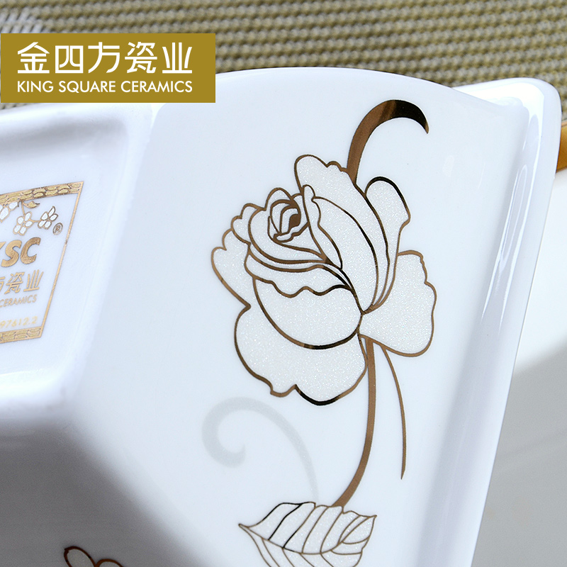 Gold square rose fairy 52 head tangshan ipads porcelain tableware suit European ceramic bowl which suits for the kitchen