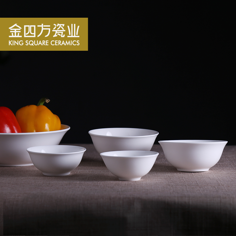 Gold square pure white ipads porcelain bowl with rainbow such use small bowl of soup bowl practical excessive penetration bowl of Chinese big bowls of salad bowl