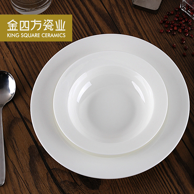 Tangshan gold square pure white ipads porcelain fashion flat along the LIDS, cold dish plate of western - style food dish fish dish pelvis ipads porcelain tableware