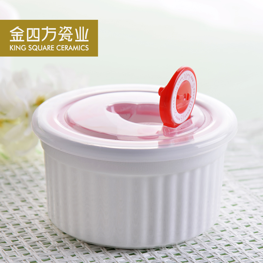 Ceramic insulation lunch box lunch box microwave use of ipads China preservation bowl three - piece with the cover preservation box sealed box