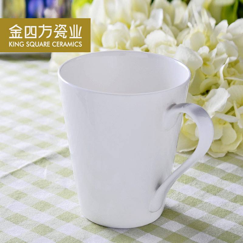 Gold square without cover pure white ipads porcelain cup meeting office ceramic cups ipads porcelain cup lid cup of tea