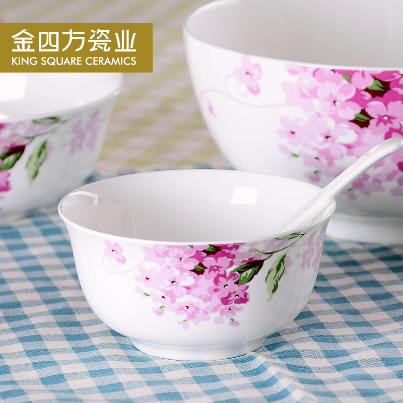 Gold square spring flowers reflected on the skull porcelain tableware suit to use suit creative ceramic dish bowl dish sets