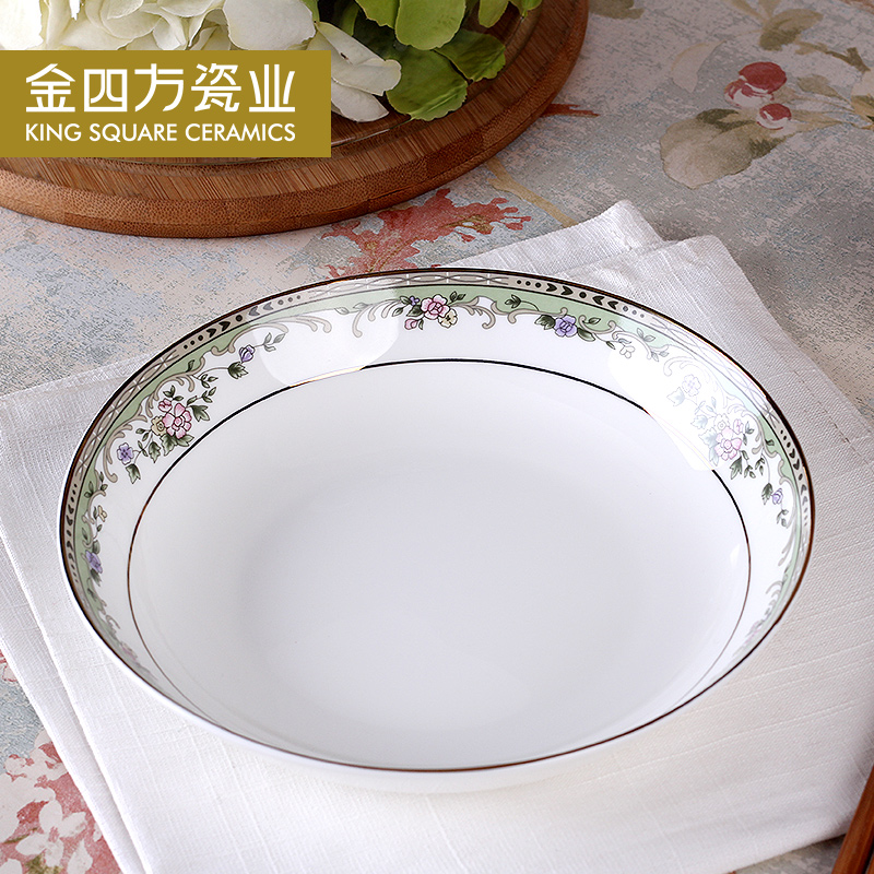 Gold square tangshan ipads China spring home dishes bowl dish full spoon run pan household collocation cutlery set