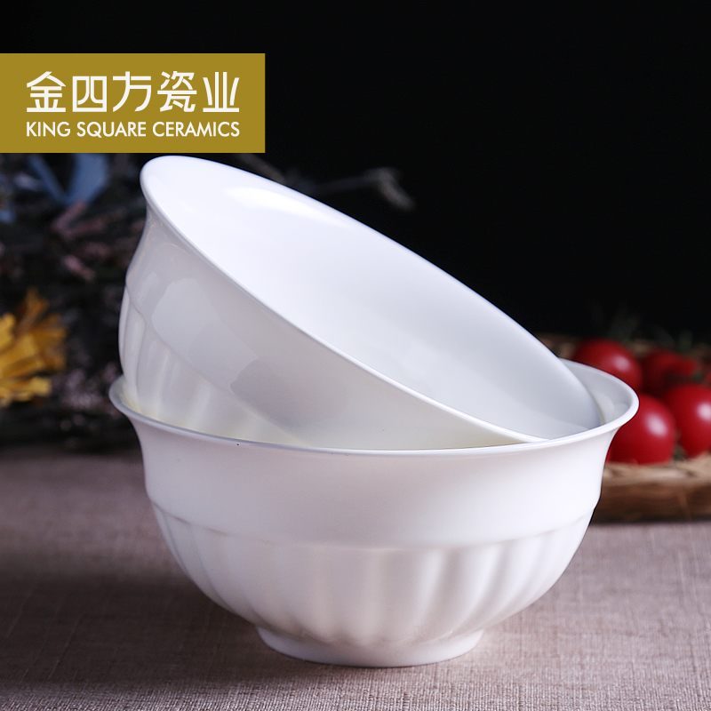 White ipads China porcelain bowls gold sifang industry pure Japanese Korean bowls of ipads soup bowl bowl rainbow such use vertical stripes to use