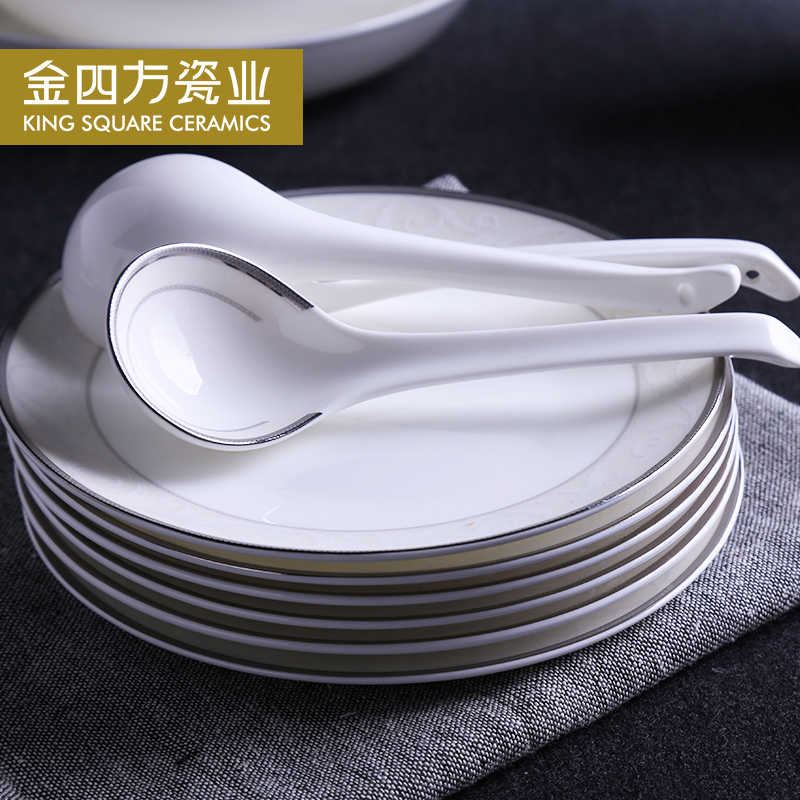 Gold square ipads tangshan porcelain tableware creative soup bowl square plate LIDS, bowl suit princess diaries DIY wedding gifts
