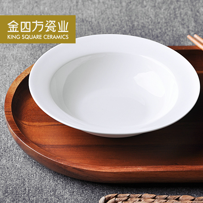 Tangshan gold square pure white ipads porcelain fashion flat along the LIDS, cold dish plate of western - style food dish fish dish pelvis ipads porcelain tableware