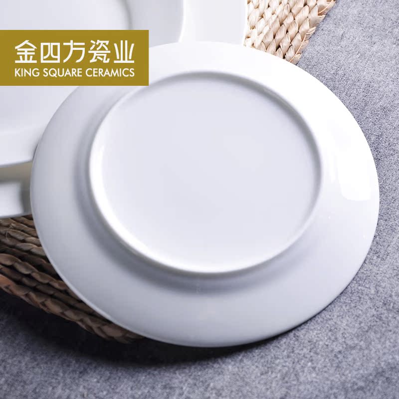 Gold square white ipads China porcelain plate 6.5-10 inch flat disc plate beefsteak cold dishes dishes