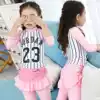 Children's Swimsuit Girls 2019 Korea Mid-size children's Long sleeve sunscreen two-piece skirt Girls swimsuit Baby swimsuit