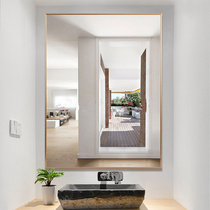 Bathroom Bathroom mirror Waterproof with frame mirror Simple modern wall-mounted toilet toilet makeup mirror Aluminum alloy