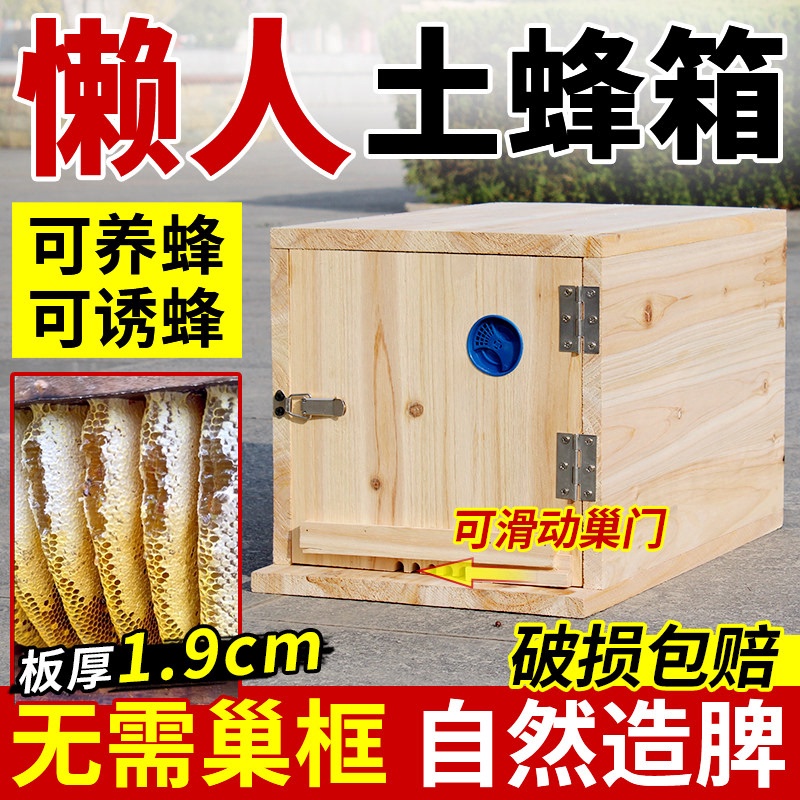Old-Fashioned Bee Trap Box with Nest Door, Special Tool for Beekeeping, Double-Door Earth-Bee Box