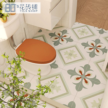 Moroccan green kitchen small flower brick 300x300 toilet tile Nordic bathroom toilet balcony floor tiles