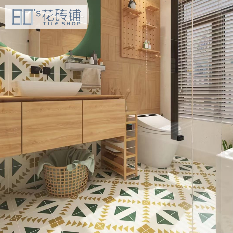 Wire mesh Nordic fishbone small flower brick 300X300 French powder room kitchen tile balcony courtyard porch floor tile