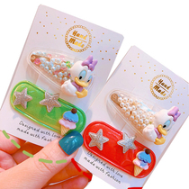 39 ~ Korean system PVC transparent colored round pearl Ducks Fluorescent bright face Children BB clip Liu Hai clip Xia