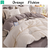 Summer Ice Silk 4 pieces Princess Winds Quilt Cover Bed Linen Nets Red Cute Naked Bed Hat Bed High-end Light Luxury