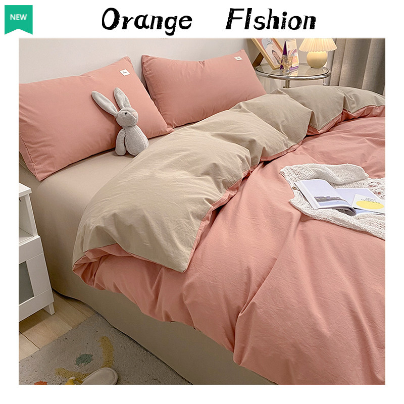 Nordic Minimun Oins Wind Pure Cotton Four Pieces 100 All cotton washed cotton bed Bedding Bunk Three-three Bed Group Spring