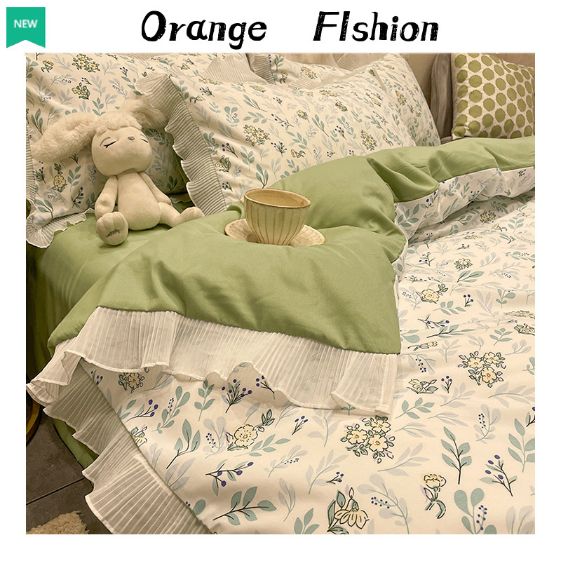 Small frescoed pure cotton 4-piece public main wind Ins superior bed linen cover bed upscale Three sets of women