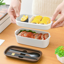 Japanese double-layer lunch box microwave oven heated lunch box set office worker student divider type lunch box