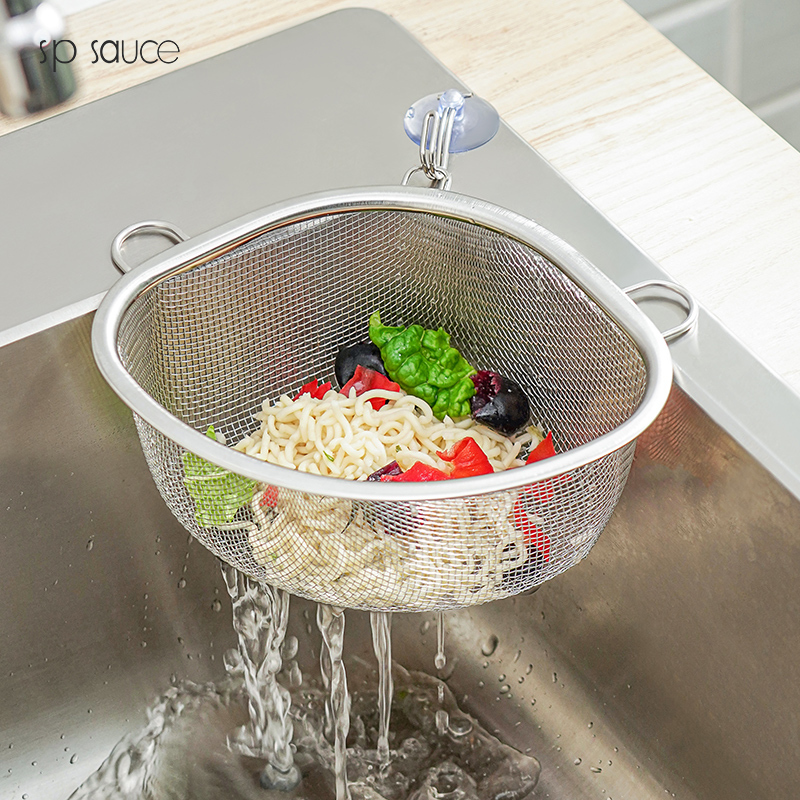 Stainless Steel Sink Strainer Kitchen Sink Dishwashing Vegetable Washing Food Waste Draining Basket for Leftovers