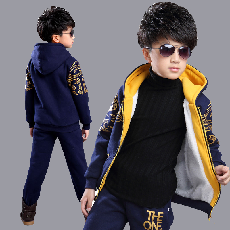 Children's clothing boys winter suit 2017 new plus tide winter children boys thickened clothes 4-5-9-10 years old