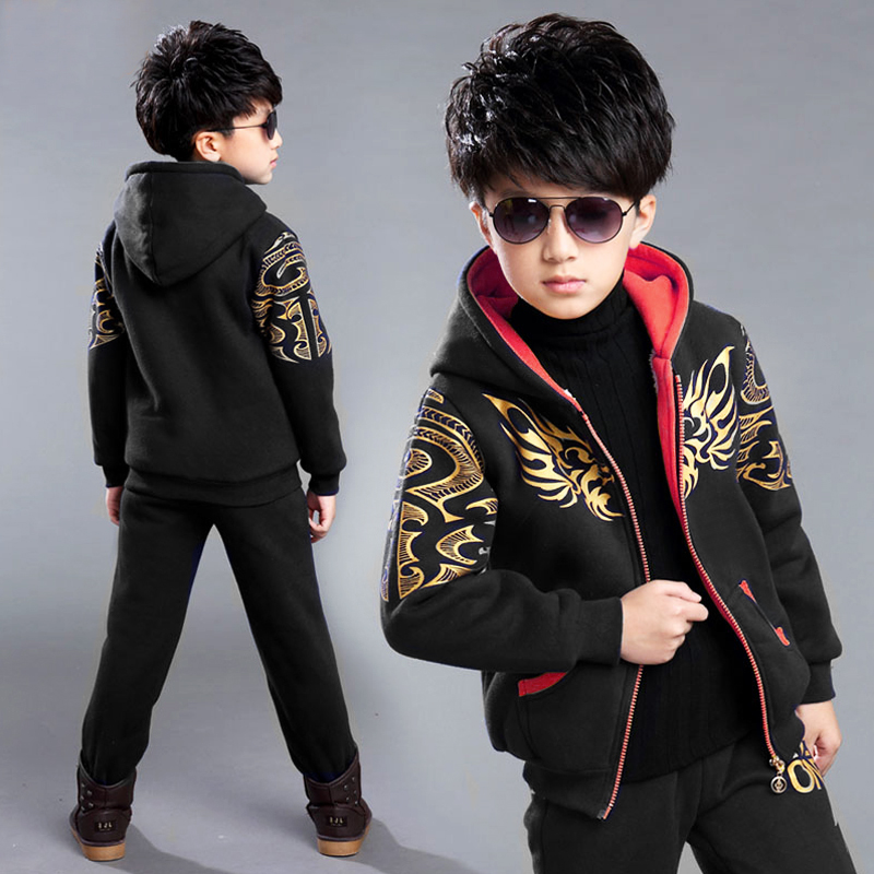 Children's clothing boys winter suit 2017 new plus tide winter children boys thickened clothes 4-5-9-10 years old