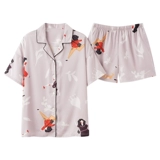 安之伴 Шелковая пижама, милые шорты, тонкий осенний комплект, короткий рукав, большой размер