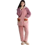 安之伴 Демисезонная стеганая утепленная коралловая бархатная мультяшная зимняя пижама