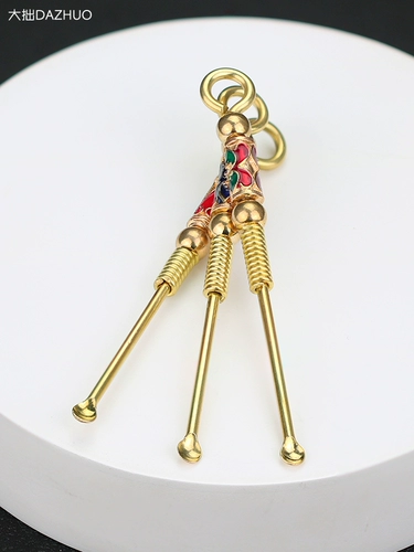 Медная креативная ухочистка ручной работы, латунный портативный старомодный брелок для ушей