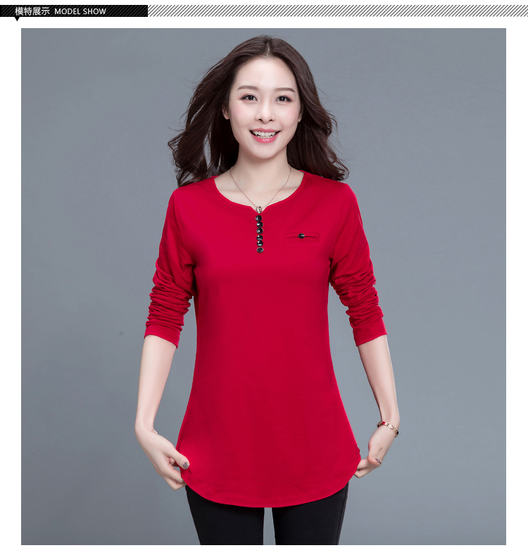 Áo sơ mi đẫm máu của mẹ cộng với phân bón XL Quần áo mùa thu của phụ nữ bên ngoài mặc áo sơ mi trung niên áo thun cotton dài tay đầm xòe tuổi trung niên