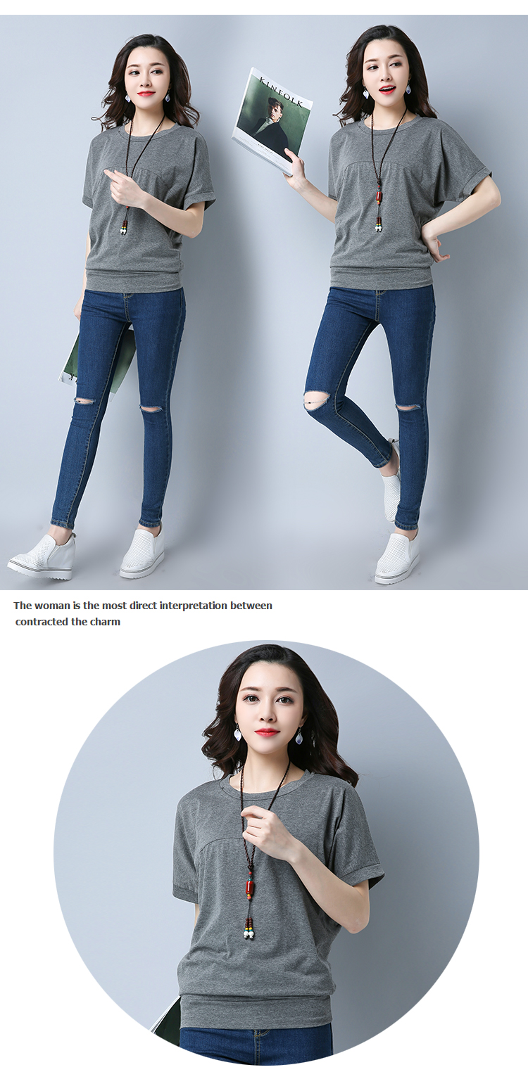Mẹ đẫm máu đáy áo cộng với phân bón XL mùa hè của phụ nữ mặc trung niên áo sơ mi cotton lỏng ngắn tay t-shirt mẫu áo trung niên