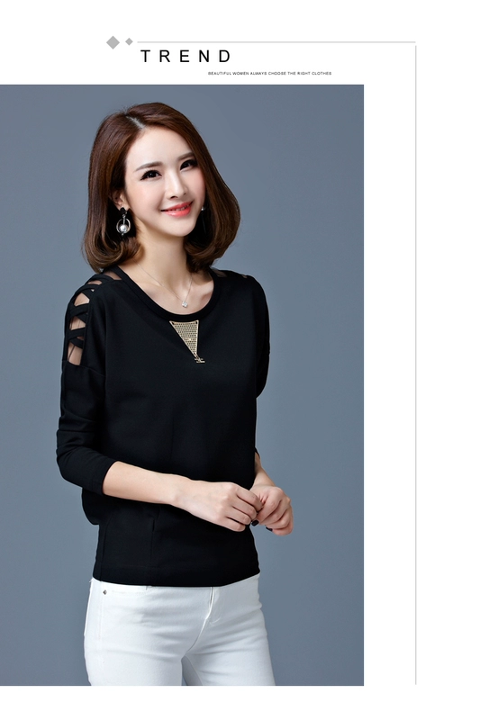 Áo sơ mi nữ mùa xuân và mùa thu 30 - 40 tuổi Mẹ tải áo mùa xuân cho nữ trung niên áo thun nữ dài tay mùa thu quần áo phụ nữ mặc