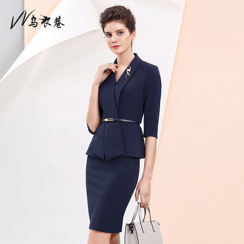 Pro Women's Dress New Suit Dress Temperament Middle Sleeve Commute Business Minimis Fashion Lady Overalls Workwear Workwear