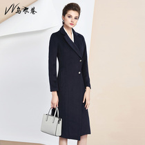 Black lane coat thickened temperament thin white-collar business manager medium-long professional clothing Work clothes tooling