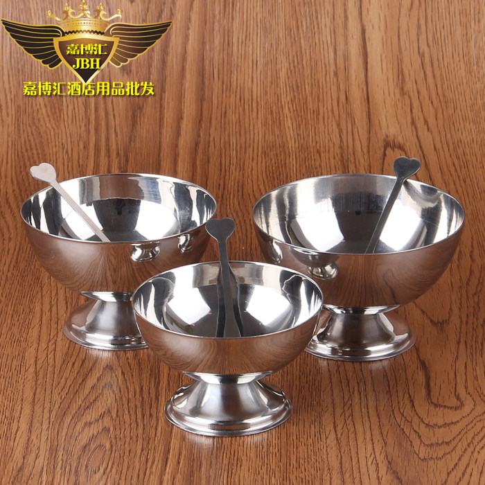 Creative stainless steel ice cream bowl ice cream cup tall wine glass fruit salad bowl red wine glass ice cream cup dessert cup