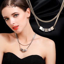 European and American exaggerated short temperament necklace fashion trend Square circle simple atmosphere activity necklace accessories