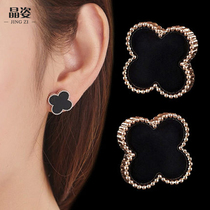 Four-leaf clover earrings women 925 sterling silver electroplated earrings temperament net red wild simple small earrings hypoallergenic earrings
