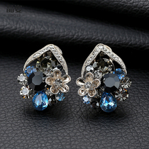 Exaggerated stud earrings small flower rhinestone bow rose earrings Cold wind simple hypoallergenic small earrings for women