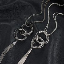 Korean version of the simple national style sweater chain long personality circle tassel pendant multi-layer wild fashion wild necklace