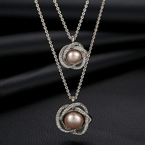Creative new sweet twin rose fashion necklace Long diamond sweater chain Multi-layer accessories pendant