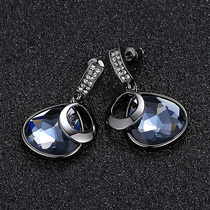 European and American retro crystal simple large rhinestone stud earrings double round exaggerated earrings female earrings with high-grade box