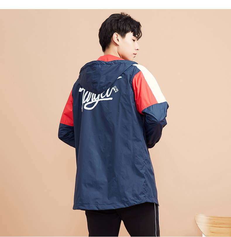 Thanh niên OVERSIZE gió mùa thu nam màu sắc phù hợp với phần dài phiên bản lỏng lẻo trùm đầu áo len cardigan trench coat