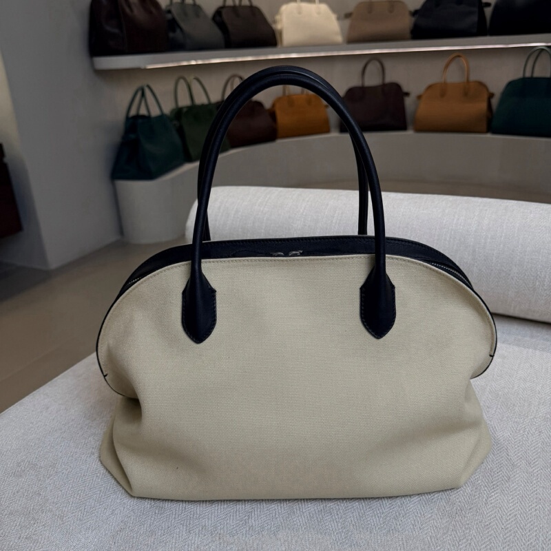 Agnes12/15 Belly Bag, All-Cotton Fabric with First-Layer Cowhide Leather, Simple and Relaxed Handbag, Large-Capacity Bag
