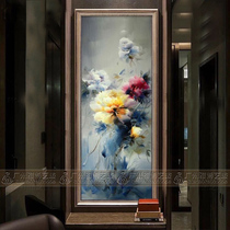 Art glass TV background wall partition screen entrance Modern simple carved frosted craft glass rich flower