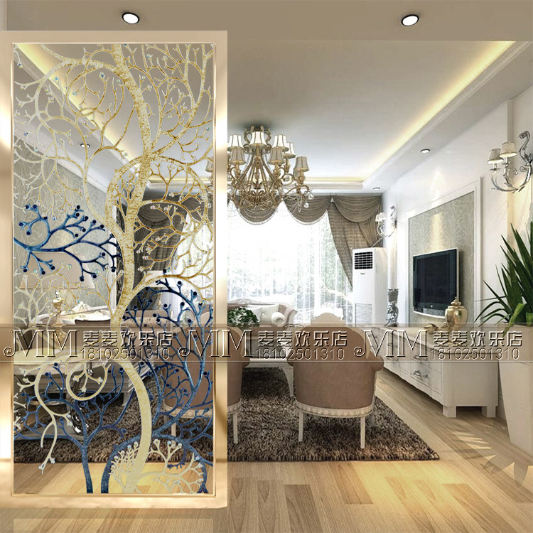 Eurostyle Art Glass Screens Partition Wall Xuan Light Aisle Background Wall Carved bifacial craftsmanship Modern minimalist style