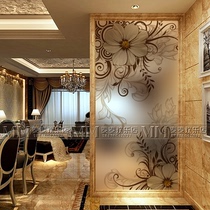 Art glass background wall partition screen entrance modern simple European carved frosted craft glass simple flower