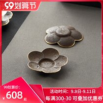 Harsh art do old copper plum coaster round cup holder gift tea set accessories insulated metal coaster