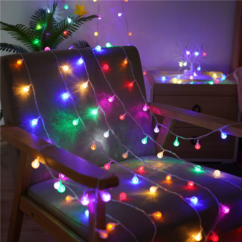 Led Crystal Ball Colorful Flashing String Lights Starry Sky Camping Atmosphere Decoration Arrangement Room Balcony Outdoor