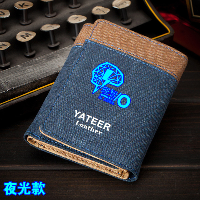 Arknights Anime Wallet Men's Short Denim Canvas Thin Japanese and Korean Youth Wallet with Multiple Card Slots for Students