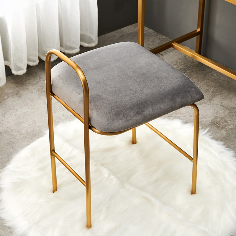 Nordic light luxury makeup stool Stainless steel net red dressing chair Modern simple bedroom makeup chair makeup table stool