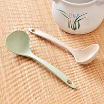 Wheat straw soup spoon household long handle porridge spoon kitchen kitchen utensils plastic thickened large porridge spoon resistant to falling