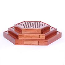 Qixiong checkers glass ball children and adults educational marbles checkers adults high-end large hexagonal wooden checkers board